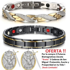 PULSERAS BIOMAGNÉTICA SALUDABLE PARA EL Y ELLA! DE REGALO UNA CADENA DE SAN MIGUEL!!