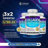 Collagen  Péptidos Toplux 1800 mg 90 Cápsulas - 5 Tipos de Colágeno en un solo Producto