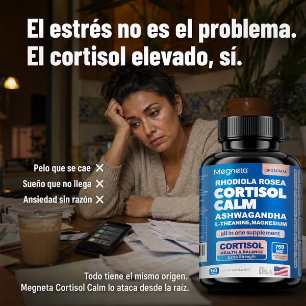 Cortisol Calm (Magneta) – Equilibrio Natural para el Estrés, Sueño y Energía-60 CAPSULAS