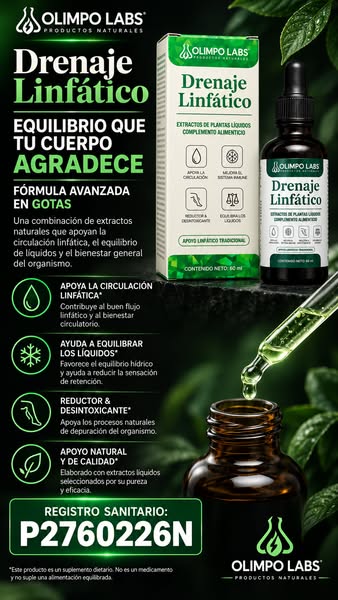 DRENAJE LINFÁTICO (GOTAS 60 ML)FORMULA HERBAL EN GOTAS- RS P2760226 - DIGESA