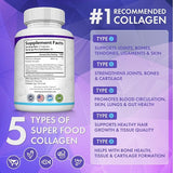 Collagen  Péptidos Toplux 1800 mg 90 Cápsulas - 5 Tipos de Colágeno en un solo Producto