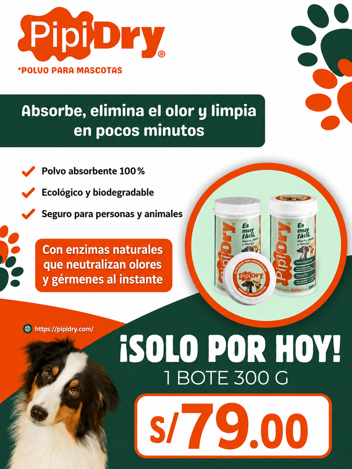🐶🐱 PIPIDRY EN POLVO 300 gr ¡Limpiar los accidentes de tu mascota nunca fue tan fácil! ✨
