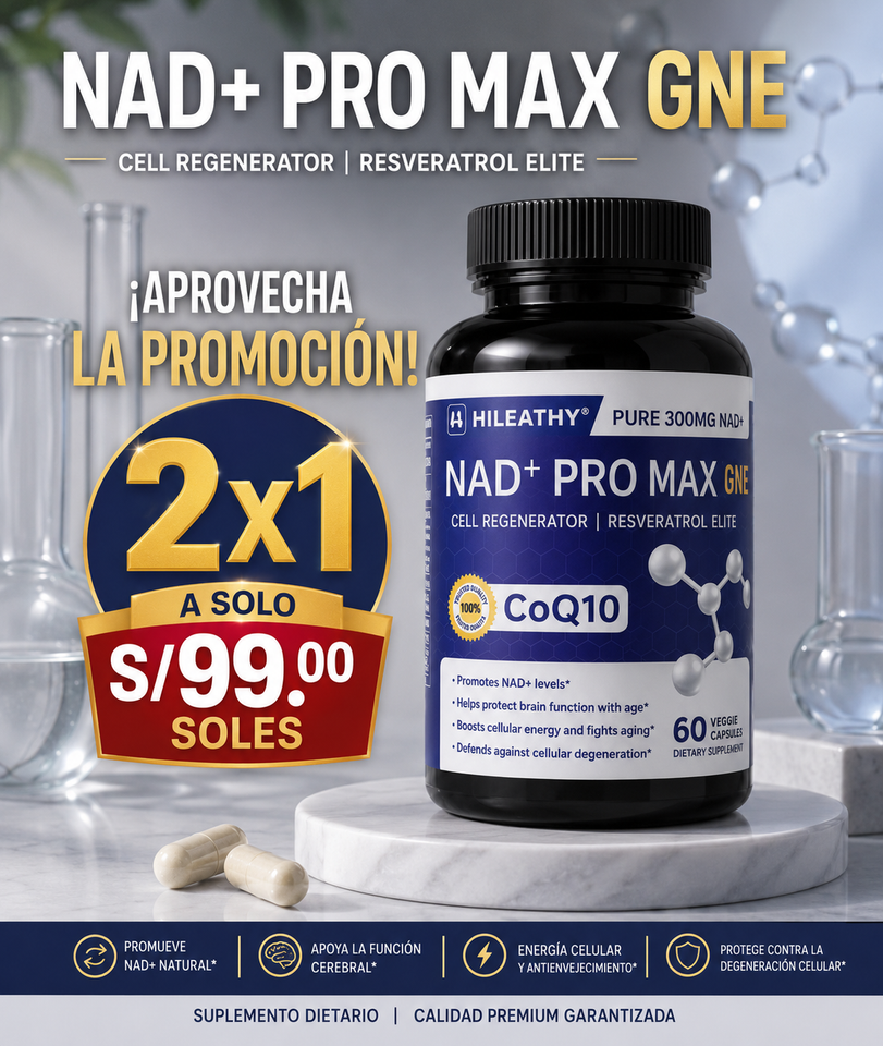 SUPLEMENTO NAD + PRO MAX GNE ANTIENVEJECIMIENTO + ENERGIA CELULAR (60 CÁPSULAS)