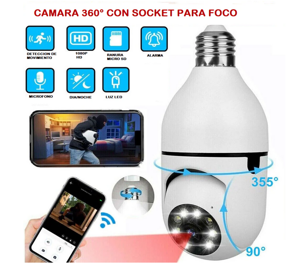 FOCO CAMARA 360 GRADOS CON WIFI