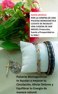PULSERAS BIOMAGNÉTICA SALUDABLE PARA EL Y ELLA! DE REGALO UNA CADENA DE SAN MIGUEL!!