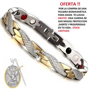 PULSERAS BIOMAGNÉTICA SALUDABLE PARA EL Y ELLA! DE REGALO UNA CADENA DE SAN MIGUEL!!