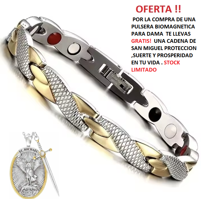 PULSERAS BIOMAGNÉTICA SALUDABLE PARA EL Y ELLA! DE REGALO UNA CADENA DE SAN MIGUEL!!