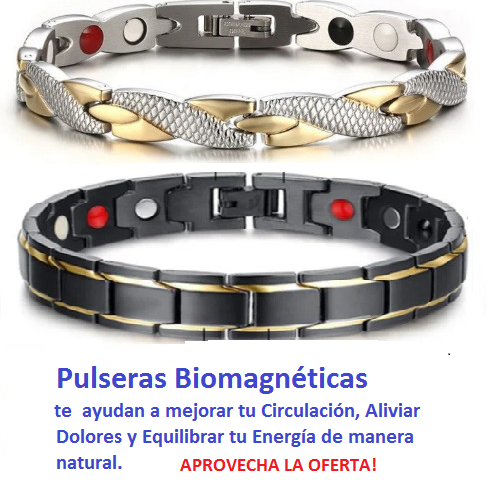 PULSERAS BIOMAGNÉTICA SALUDABLE PARA EL Y ELLA! DE REGALO UNA CADENA DE SAN MIGUEL!!