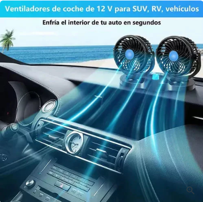 Ventilador Doble Para Vehículo Gira 360°