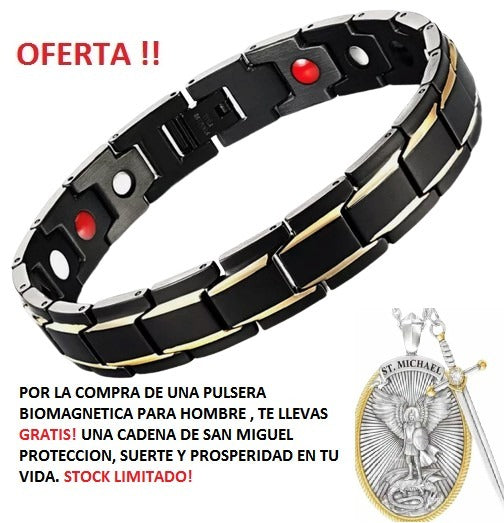Pulsera Biomagnética Saludable para Hombre  + un Collar de San Miguel Arcangel de Regalo!!
