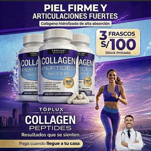 Collagen  Péptidos Toplux 1800 mg 90 Cápsulas - 5 Tipos de Colágeno en un solo Producto