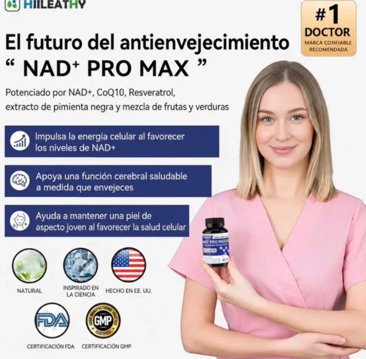 SUPLEMENTO NAD + PRO MAX GNE ANTIENVEJECIMIENTO + ENERGIA CELULAR (60 CÁPSULAS)