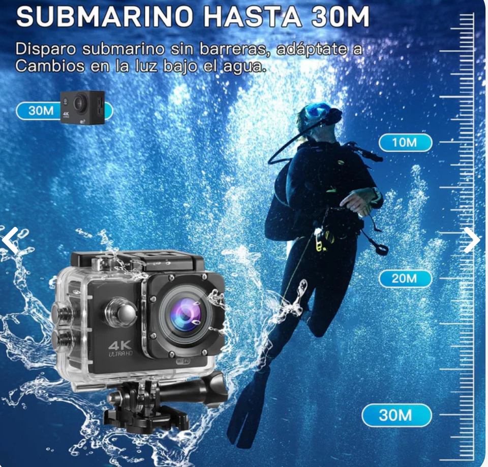 Camara Deportiva 4k 16MP WiFi Acuatico Deportes Videos Fotos