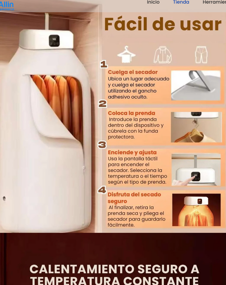 "Secadora de Ropa Eléctrica Portátil – Elimina Humedad y Seca tu Ropa en Minutos"